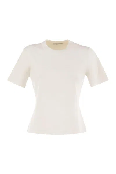 Max Mara Ivory Stretch Viscose Blend T-shirt In White