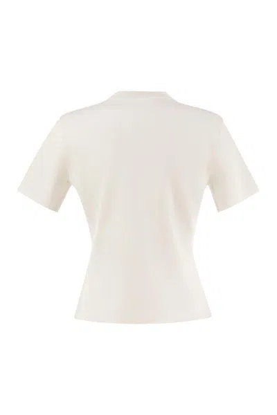 Max Mara Ivory Stretch Viscose Blend T-shirt In White