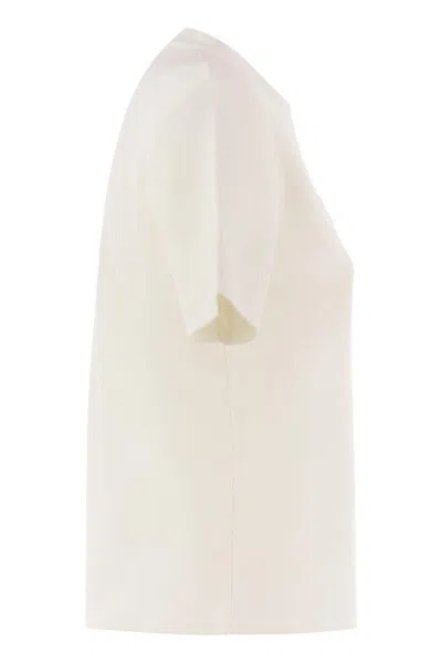 Max Mara Ivory Stretch Viscose Blend T-shirt In White