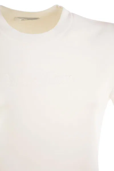 Max Mara Ivory Stretch Viscose Blend T-shirt In White