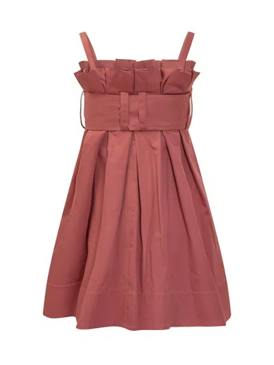 Jw Anderson Pleated Mini Derss In Brown