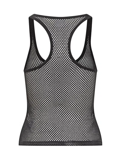 Courrèges Lightweight Mesh Tank Top Crafted In Black