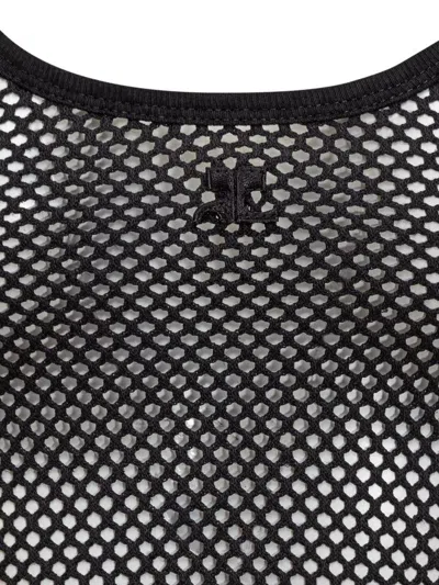 Courrèges Lightweight Mesh Tank Top Crafted In Black