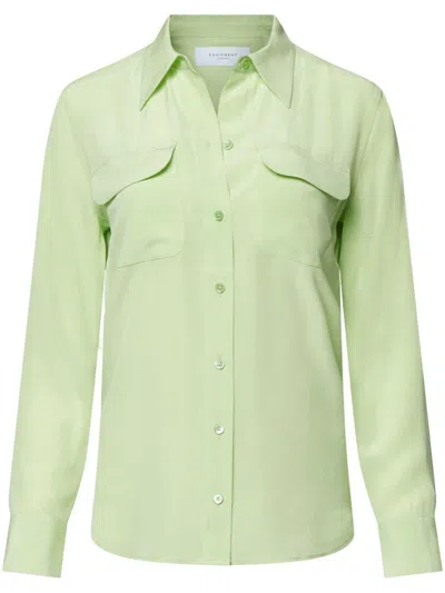 Equipment Slim Signature Silk Shirt In Green
