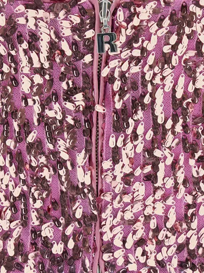 Rotate Birger Christensen Pink Crop Top With All-over Sequins In Recycled Fabric Woman