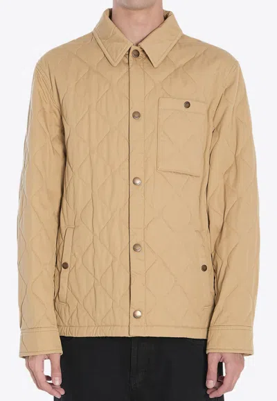 Burberry Collared Quilted Jacket Front Pocket