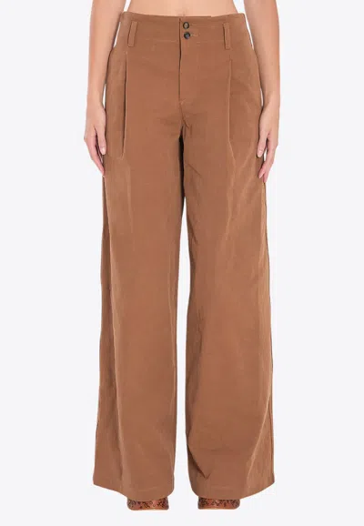 Chloé High-rise And Wide-leg Cotton Canvas Trousers