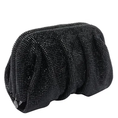 Benedetta Bruzziches Rhinestone And Satin Venus La Petite James Bond Pochette In Black