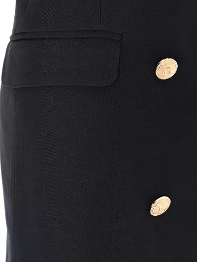 Elisabetta Franchi Linen Blend Mini Dress In Black