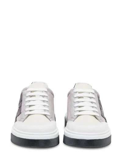 Ferragamo Leather Cassina Sneakers Multicolor Sole Contrasting In Gray