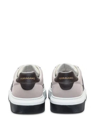 Ferragamo Leather Cassina Sneakers Multicolor Sole Contrasting In Gray