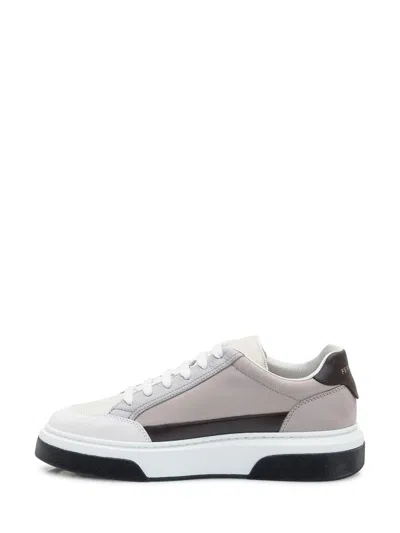Ferragamo Leather Cassina Sneakers Multicolor Sole Contrasting In Gray