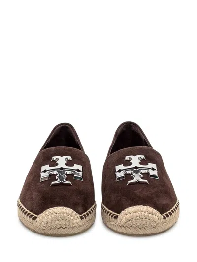 Tory Burch Round Toe Suede Espadrilles With Espadrille Sole In Brown