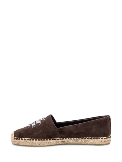 Tory Burch Round Toe Suede Espadrilles With Espadrille Sole In Brown