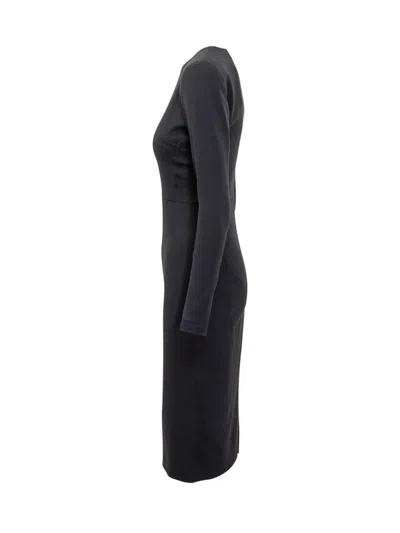 Victoria Beckham Fitted Long Sleeve T-shirt Dress In Black