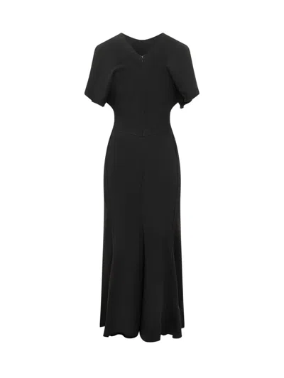 Victoria Beckham Gathered Waist Viscose Dress