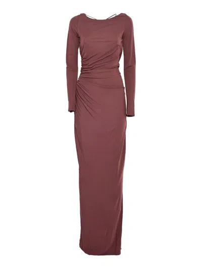 Elisabetta Franchi Midi Dress In Burgundy