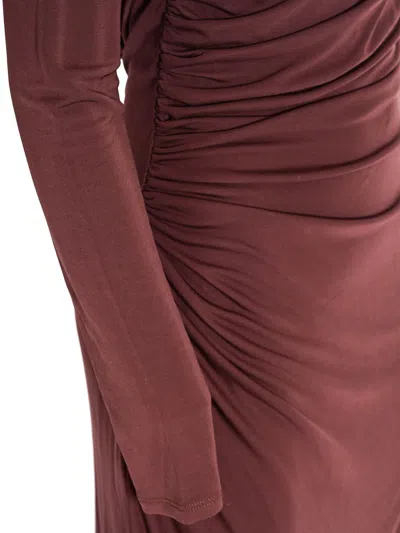 Elisabetta Franchi Midi Dress In Burgundy
