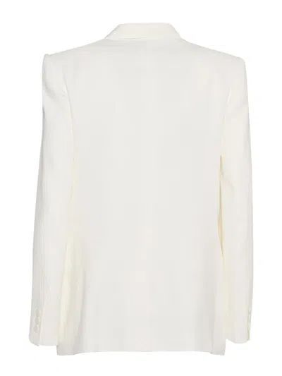 Elisabetta Franchi Ivory Linen Blend Blazer In White