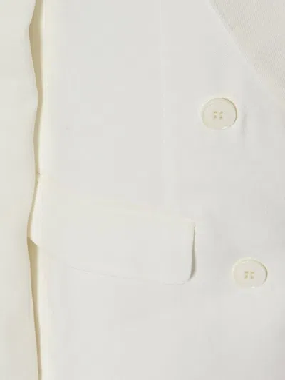 Elisabetta Franchi Ivory Linen Blend Blazer In White