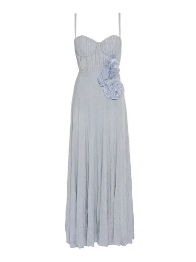 Elisabetta Franchi Maxi Dress With Sweetheart Neckline In Blue