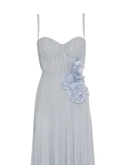 Elisabetta Franchi Maxi Dress With Sweetheart Neckline In Blue