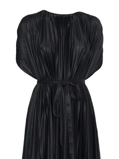Fabiana Filippi Sleeveless Pleated Maxi Dress With Matching Belt In Black