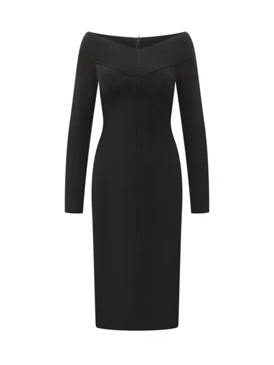 Stella Mccartney Fitted Off-the-shoulder Midi Dress In Black