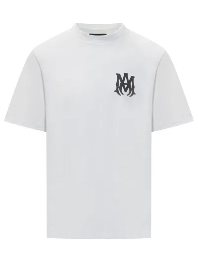 Amiri White Crewneck T-shirt With Logo Print On The Front And Logo Lettering On The Rear In Cotton Man In White
