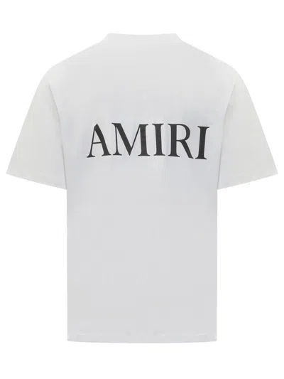 Amiri White Crewneck T-shirt With Logo Print On The Front And Logo Lettering On The Rear In Cotton Man In White