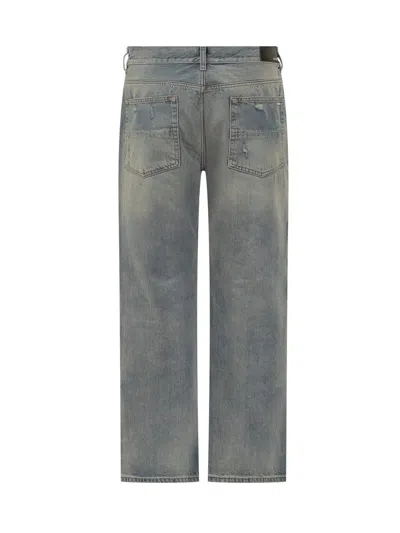 Amiri Straight Leg Mid-rise Distressed Trousers In Gray