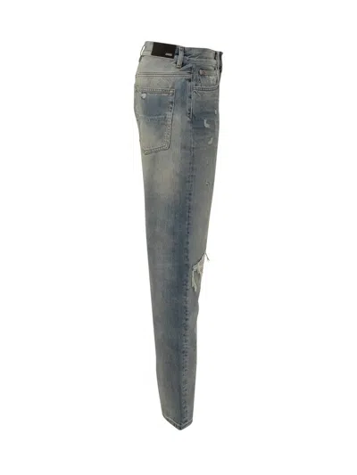 Amiri Straight Leg Mid-rise Distressed Trousers In Gray