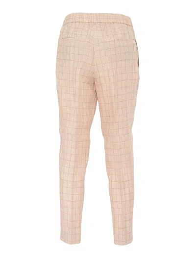 Peserico Prince Of Wales Linen Trousers In Yellow