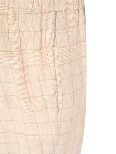 Peserico Prince Of Wales Linen Trousers In Yellow