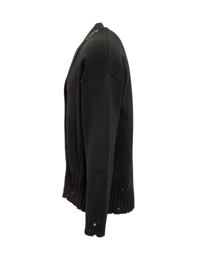 Marni Logo Embroidery Cardigan Sweaters And Cardigans Black In Black