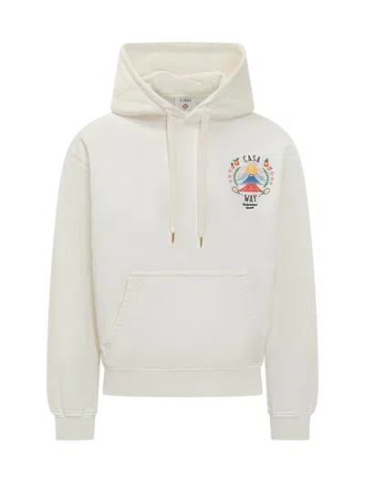 Casablanca Cotton Sweatshirt With Front Pocket And Hood In White