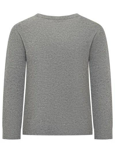 Ganni Womens Paloma Melange Rhombus-print Round-neck Wool And Cashmere Cardigan In Gray
