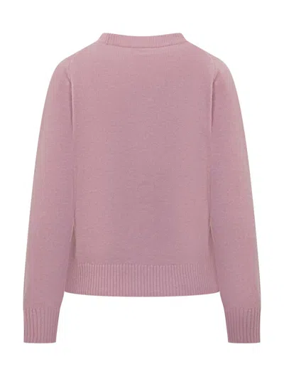 Ganni Wool Sweater With Poodle In Pink