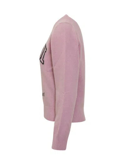 Ganni Wool Sweater With Poodle In Pink