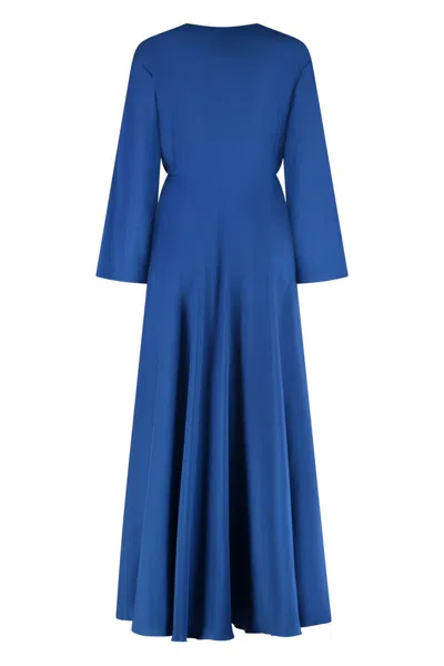 Marinella Piccinno Long Silk Jumpsuit In Blue
