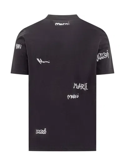 Marni Multigram Print T-shirt In Black