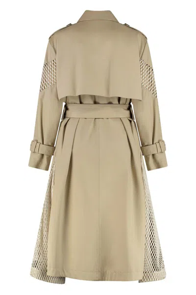 Msgm Cotton Trench Coat With Belted Waist In Neutral