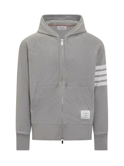Thom Browne 4-bar Zip-up Hoodie In Gray