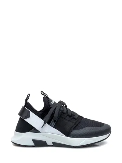 Tom Ford Jago Logo-patch Shell And Mesh Low-top Trainers In Black