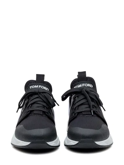 Tom Ford Jago Logo-patch Shell And Mesh Low-top Trainers In Black