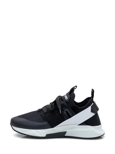 Tom Ford Jago Logo-patch Shell And Mesh Low-top Trainers In Black