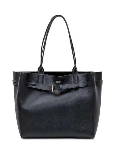 Tom Ford Black Audrey Medium Leather Tote Bag