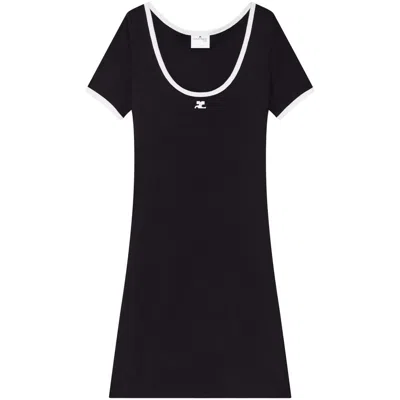 Courrèges Signature Contrast T-shirt In Black