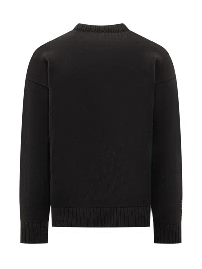 Dsquared2 Crew Neck Sweater With Bold Intarsia Pattern In Black