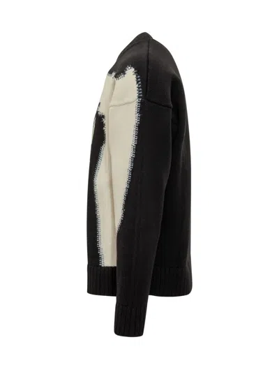 Dsquared2 Crew Neck Sweater With Bold Intarsia Pattern In Black